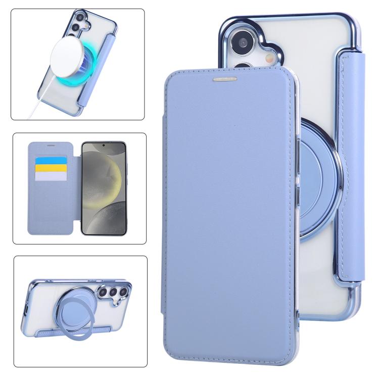 Custodia per telefono ultra sottile in ecopelle con supporto girevole e placcatura magnetica., For Samsung Galaxy S25 / S24 5G, For Samsung Galaxy S25+ / S24+ 5G, For Samsung Galaxy S25 Ultra 5G