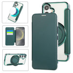 Custodia per telefono ultra sottile in ecopelle con supporto girevole e placcatura magnetica., For Samsung Galaxy S25 / S24 5G, For Samsung Galaxy S25+ / S24+ 5G, For Samsung Galaxy S25 Ultra 5G