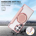 Custodia per telefono ultra sottile in ecopelle con supporto girevole e placcatura magnetica., For Samsung Galaxy S24 Ultra 5G, For Samsung Galaxy S23 Ultra 5G, For Samsung Galaxy S23+ 5G