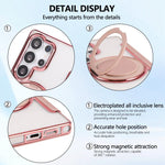 Custodia per telefono ultra sottile in ecopelle con supporto girevole e placcatura magnetica., For Samsung Galaxy S24 Ultra 5G, For Samsung Galaxy S23 Ultra 5G, For Samsung Galaxy S23+ 5G