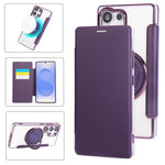 Custodia per telefono ultra sottile in ecopelle con supporto girevole e placcatura magnetica., For Samsung Galaxy S24 Ultra 5G, For Samsung Galaxy S23 Ultra 5G, For Samsung Galaxy S23+ 5G