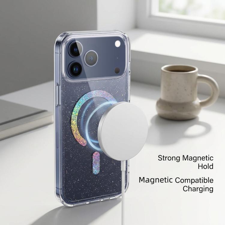 Custodia magnetica in TPU con glitter per telefono, For iPhone 17 Pro Max, For iPhone 17 Pro