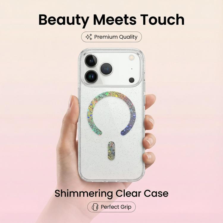 Custodia magnetica in TPU con glitter per telefono, For iPhone 17 Pro Max, For iPhone 17 Pro