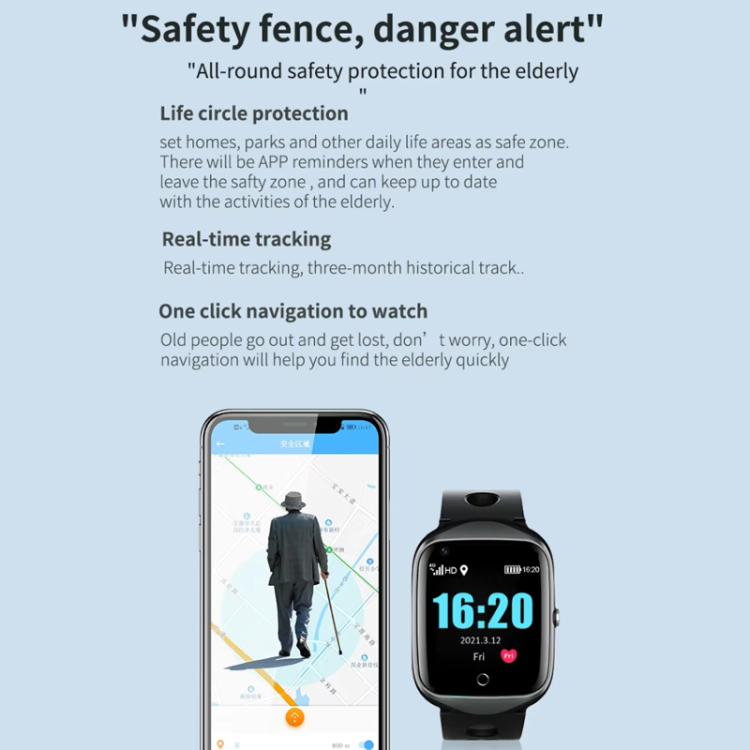 Smartwatch FA66S da 1,3 pollici con schermo da 1,3 pollici, rete 4G, tracciamento GPS, supporto per monitoraggio della frequenza cardiaca e della pressione sanguigna., Eurasia-Africa Version, American Version