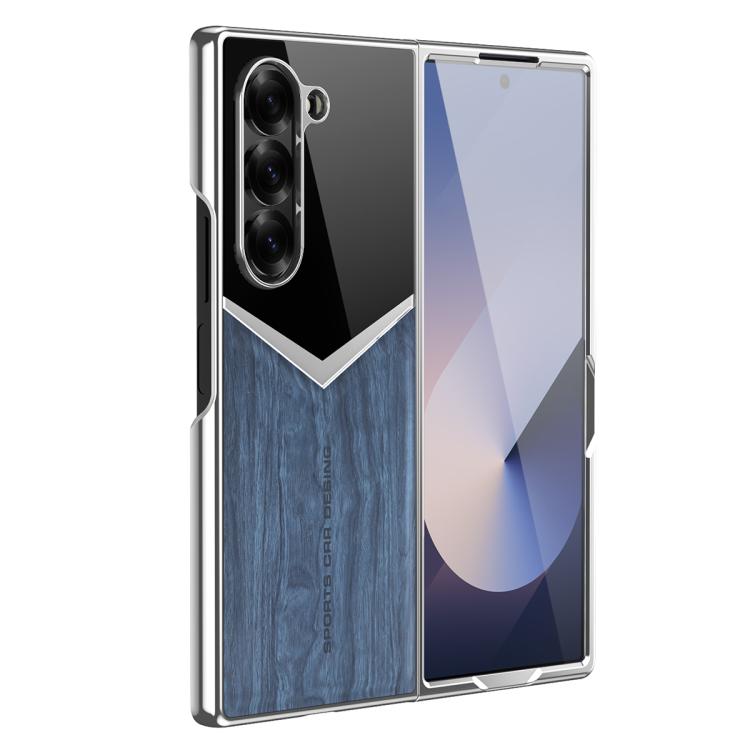 Custodia per telefono in ecopelle vegana effetto legno a contrasto con pellicola protettiva per lo schermo., For Samsung Galaxy Z Fold7 5G, For Samsung Galaxy Z Fold6 5G, For Samsung Galaxy Z Fold5 5G, For Samsung Galaxy Z Fold4 5G