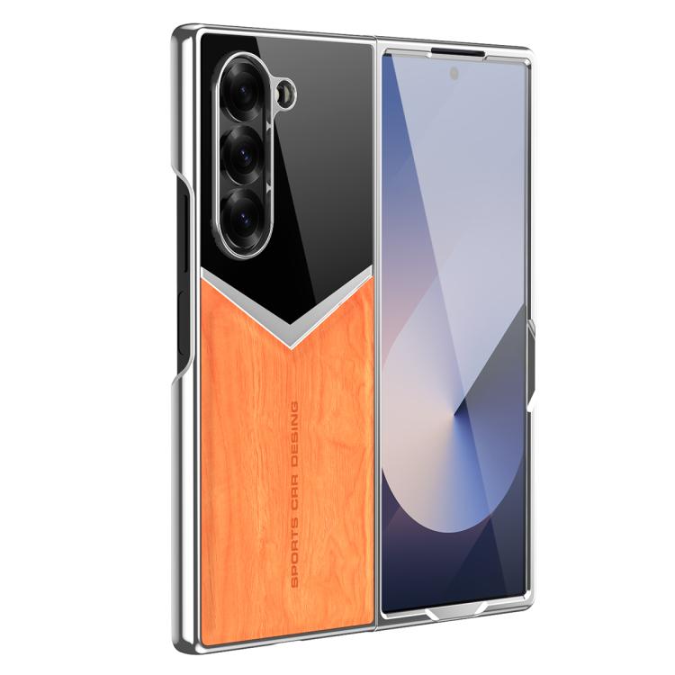 Custodia per telefono in ecopelle vegana effetto legno a contrasto con pellicola protettiva per lo schermo., For Samsung Galaxy Z Fold7 5G, For Samsung Galaxy Z Fold6 5G, For Samsung Galaxy Z Fold5 5G, For Samsung Galaxy Z Fold4 5G