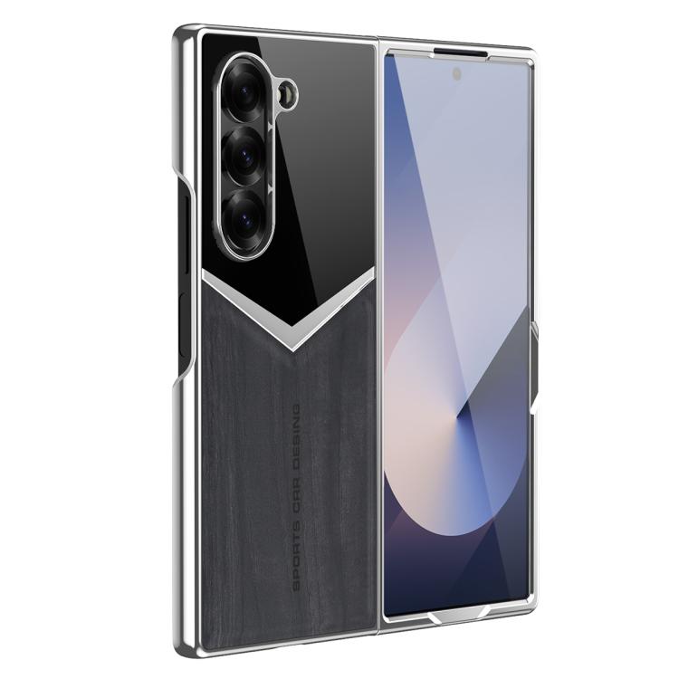 Custodia per telefono in ecopelle vegana effetto legno a contrasto con pellicola protettiva per lo schermo., For Samsung Galaxy Z Fold7 5G, For Samsung Galaxy Z Fold6 5G, For Samsung Galaxy Z Fold5 5G, For Samsung Galaxy Z Fold4 5G