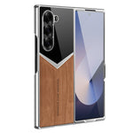 Custodia per telefono in ecopelle vegana effetto legno a contrasto con pellicola protettiva per lo schermo., For Samsung Galaxy Z Fold7 5G, For Samsung Galaxy Z Fold6 5G, For Samsung Galaxy Z Fold5 5G, For Samsung Galaxy Z Fold4 5G