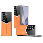 Custodia per telefono in ecopelle vegana effetto legno a contrasto con pellicola protettiva per lo schermo., For Samsung Galaxy Z Fold3 5G