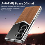Custodia per telefono in ecopelle vegana effetto legno a contrasto con pellicola protettiva per lo schermo., For Samsung Galaxy Z Fold3 5G