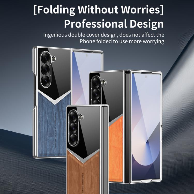 Custodia per telefono in ecopelle vegana effetto legno a contrasto con pellicola protettiva per lo schermo., For Samsung Galaxy Z Fold7 5G, For Samsung Galaxy Z Fold6 5G, For Samsung Galaxy Z Fold5 5G, For Samsung Galaxy Z Fold4 5G