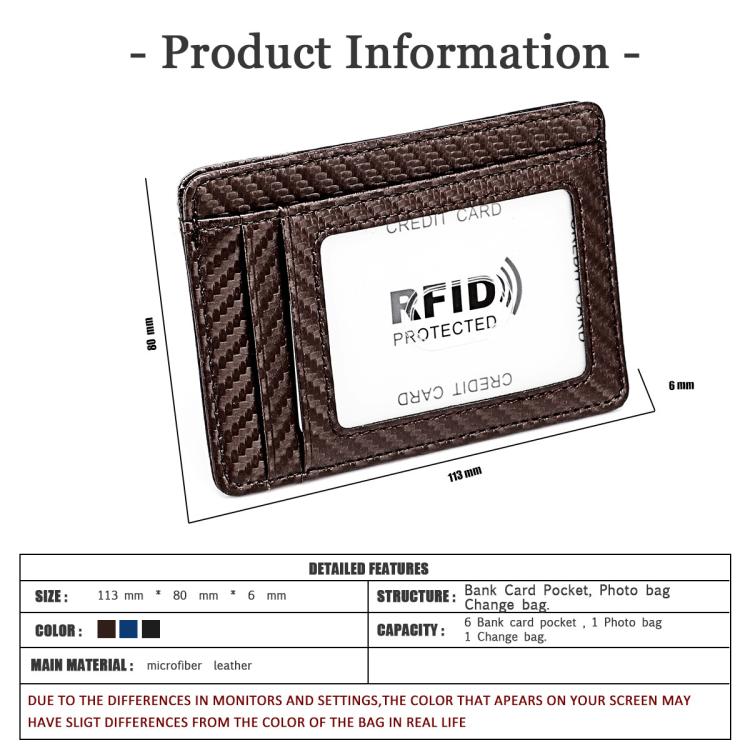 Borsa porta carte alla moda antifurto RFID in fibra di carbonio KB197