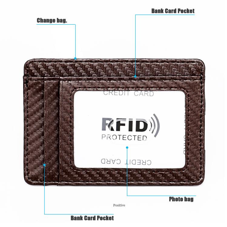 Borsa porta carte alla moda antifurto RFID in fibra di carbonio KB197