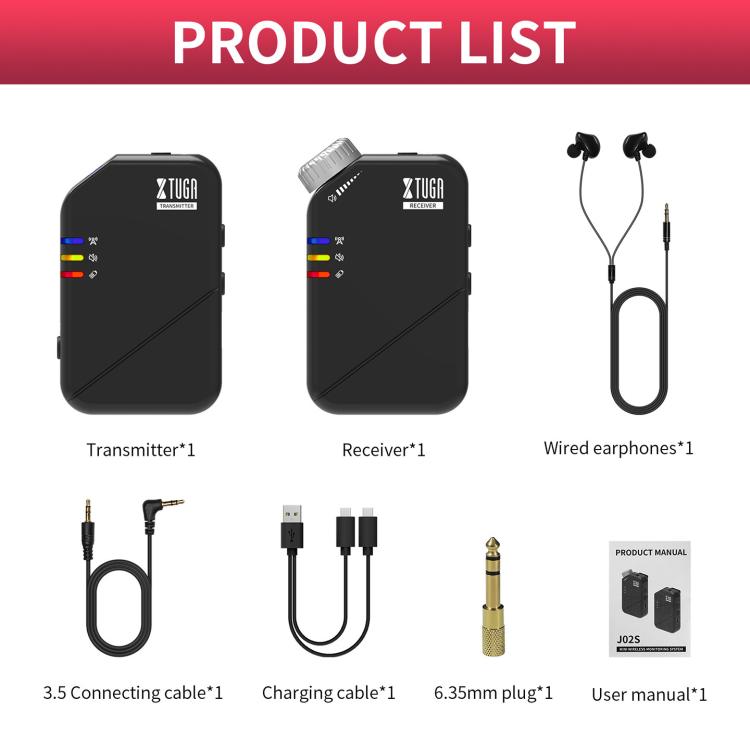 Sistema monitoraggio wireless in-ear XTUGA J02S 2.4G