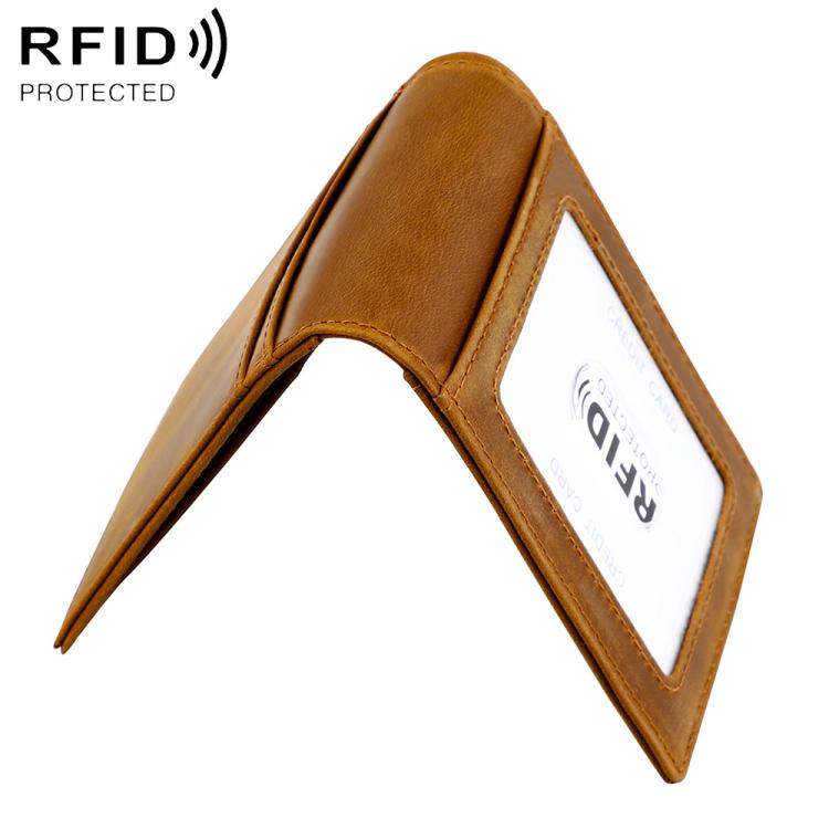 Portafoglio antifurto RFID in pelle stile retrò Crazy Horse con protezione RFID.