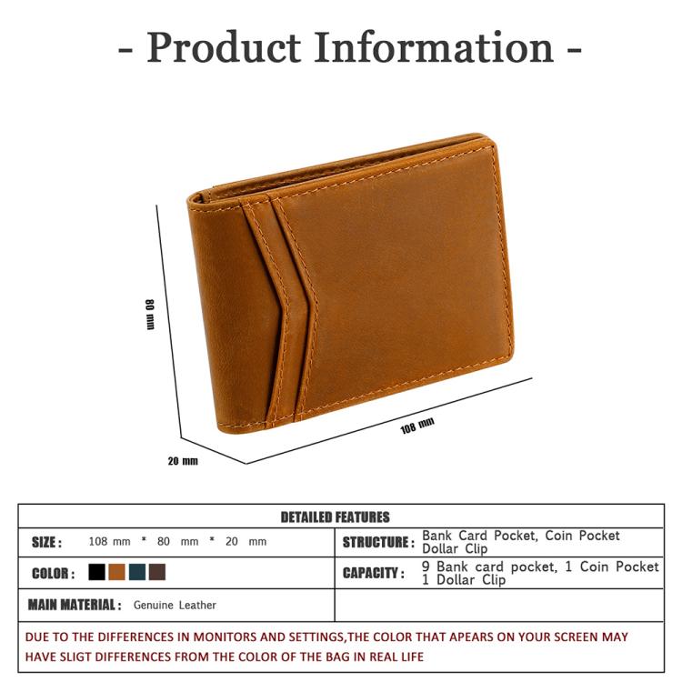 Portafoglio antifurto RFID in pelle stile retrò Crazy Horse con protezione RFID.