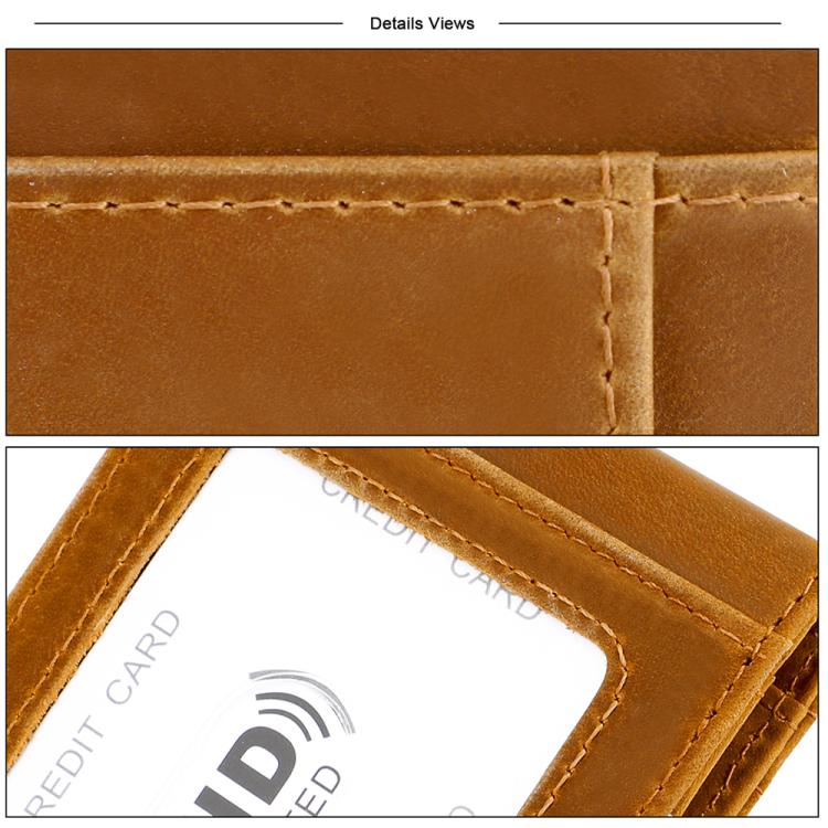 Portafoglio antifurto RFID in pelle stile retrò Crazy Horse con protezione RFID.