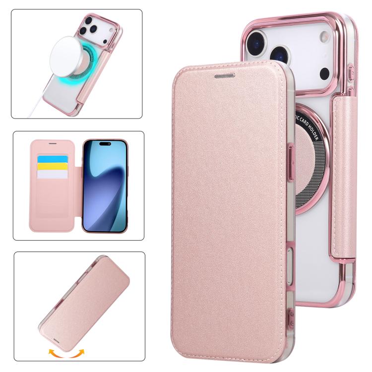 Custodia per telefono ultra sottile in ecopelle con placcatura magnetica, For iPhone 17 Pro Max, For iPhone 17 Pro, For iPhone 17