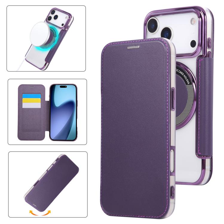 Custodia per telefono ultra sottile in ecopelle con placcatura magnetica, For iPhone 17 Pro Max, For iPhone 17 Pro, For iPhone 17