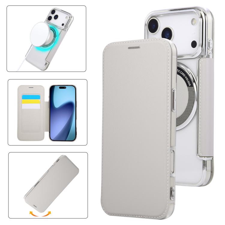 Custodia per telefono ultra sottile in ecopelle con placcatura magnetica, For iPhone 17 Pro Max, For iPhone 17 Pro, For iPhone 17