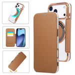 Custodia per telefono ultra sottile in ecopelle con placcatura magnetica, For iPhone 17 Pro Max, For iPhone 17 Pro, For iPhone 17