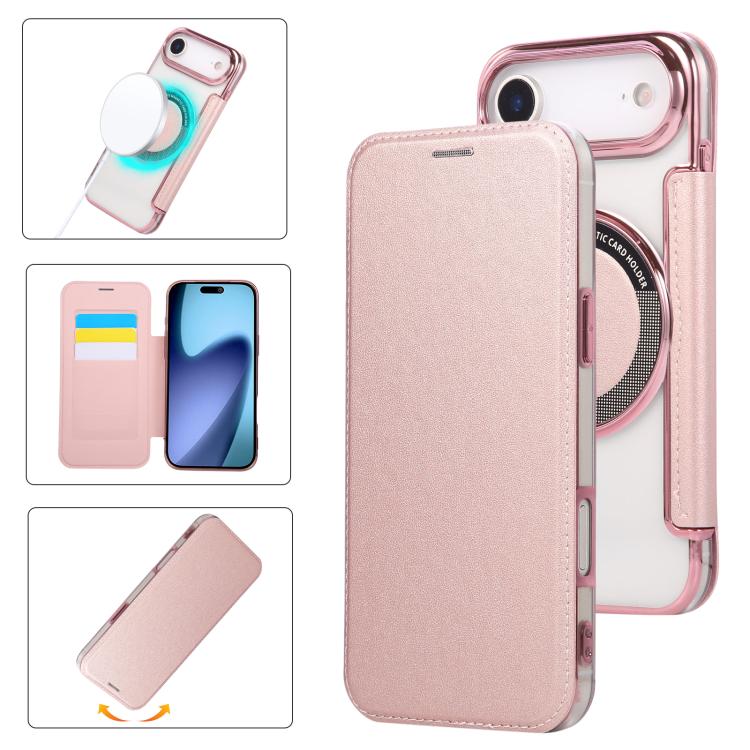Custodia per telefono ultra sottile in ecopelle con placcatura magnetica, For iPhone Air, For iPhone 16e, For iPhone 16 Pro Max