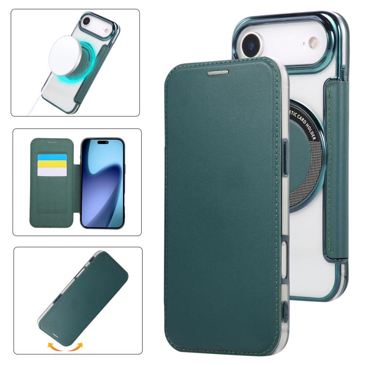 Custodia per telefono ultra sottile in ecopelle con placcatura magnetica, For iPhone Air, For iPhone 16e, For iPhone 16 Pro Max
