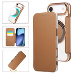 Custodia per telefono ultra sottile in ecopelle con placcatura magnetica, For iPhone Air, For iPhone 16e, For iPhone 16 Pro Max