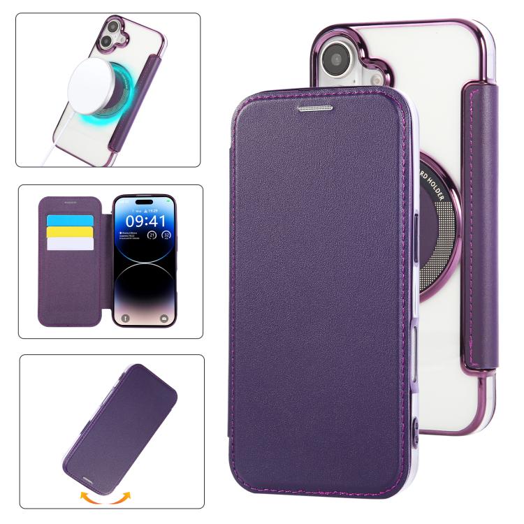 Custodia per telefono ultra sottile in ecopelle con placcatura magnetica, For iPhone 17 Pro Max, For iPhone 17 Pro, For iPhone 17