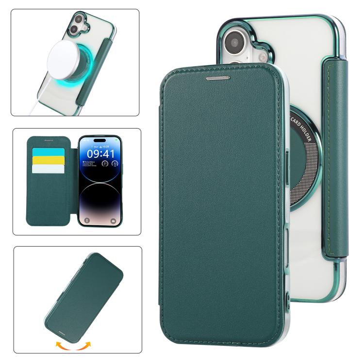 Custodia per telefono ultra sottile in ecopelle con placcatura magnetica, For iPhone 17 Pro Max, For iPhone 17 Pro, For iPhone 17