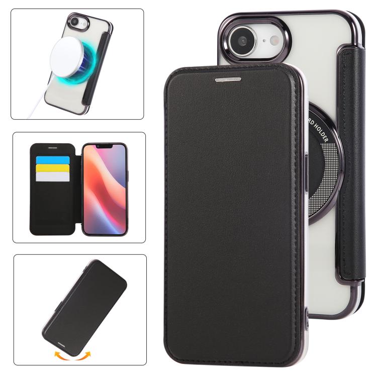 Custodia per telefono ultra sottile in ecopelle con placcatura magnetica, For iPhone Air, For iPhone 16e, For iPhone 16 Pro Max