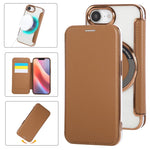 Custodia per telefono ultra sottile in ecopelle con placcatura magnetica, For iPhone Air, For iPhone 16e, For iPhone 16 Pro Max