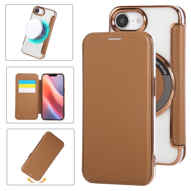 Custodia per telefono ultra sottile in ecopelle con placcatura magnetica, For iPhone Air, For iPhone 16e, For iPhone 16 Pro Max