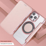 Custodia per telefono ultra sottile in ecopelle con placcatura magnetica, For iPhone 16 Pro, For iPhone 16 Plus, For iPhone 16