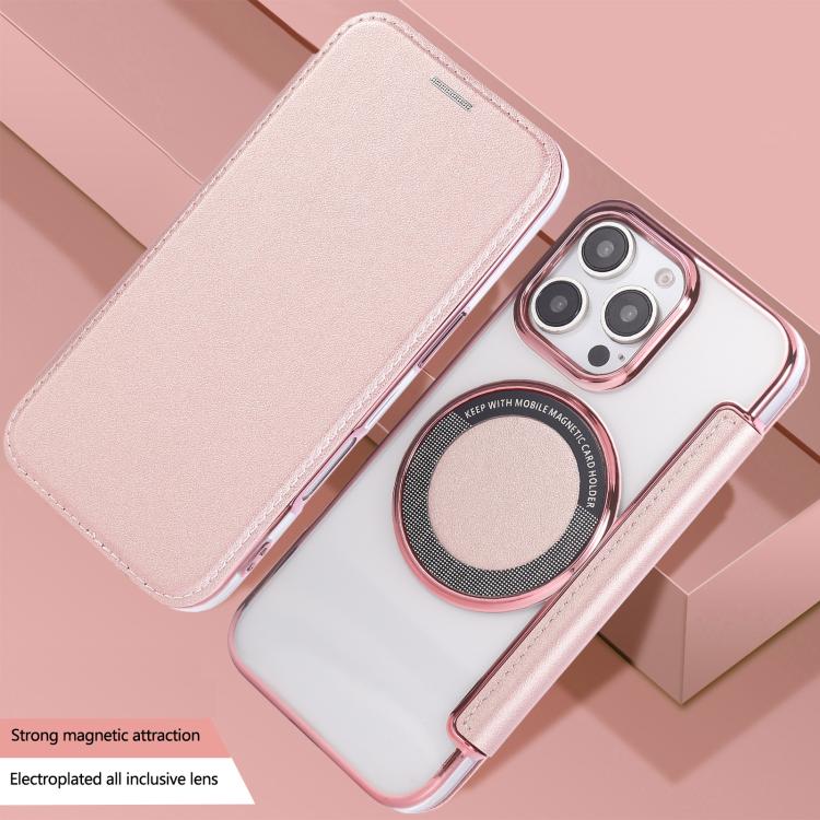 Custodia per telefono ultra sottile in ecopelle con placcatura magnetica, For iPhone 16 Pro, For iPhone 16 Plus, For iPhone 16