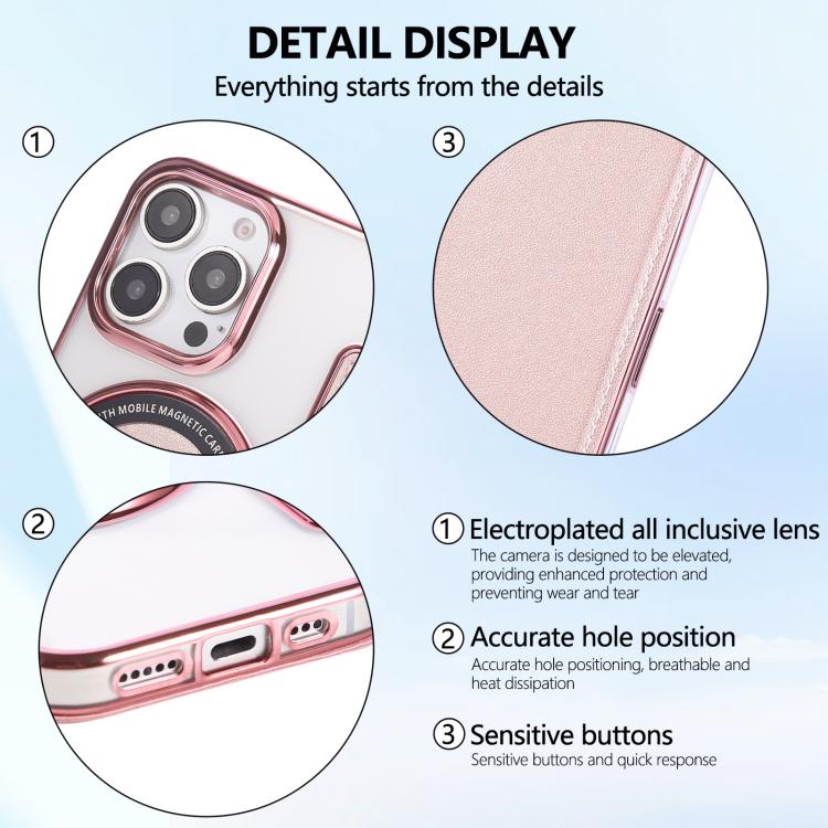 Custodia per telefono ultra sottile in ecopelle con placcatura magnetica, For iPhone 16 Pro, For iPhone 16 Plus, For iPhone 16