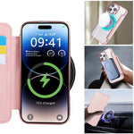Custodia per telefono ultra sottile in ecopelle con placcatura magnetica, For iPhone 16 Pro, For iPhone 16 Plus, For iPhone 16