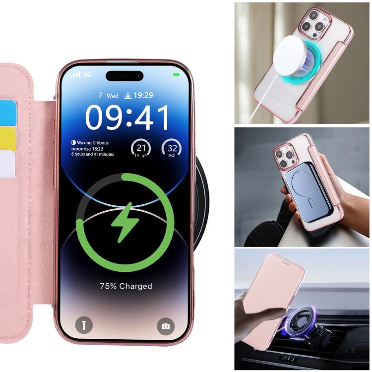 Custodia per telefono ultra sottile in ecopelle con placcatura magnetica, For iPhone 16 Pro, For iPhone 16 Plus, For iPhone 16