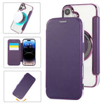 Custodia per telefono ultra sottile in ecopelle con placcatura magnetica, For iPhone 16 Pro, For iPhone 16 Plus, For iPhone 16