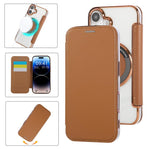 Custodia per telefono ultra sottile in ecopelle con placcatura magnetica, For iPhone 16 Pro, For iPhone 16 Plus, For iPhone 16