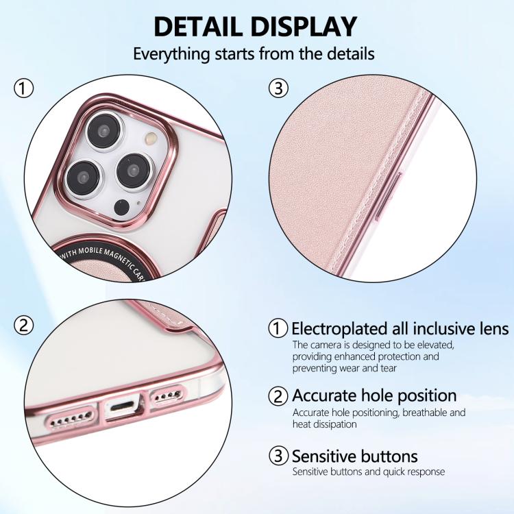 Custodia per telefono ultra sottile in ecopelle con placcatura magnetica, For iPhone 15 Pro Max, For iPhone 15 Pro, For iPhone 15 Plus / 14 Plus