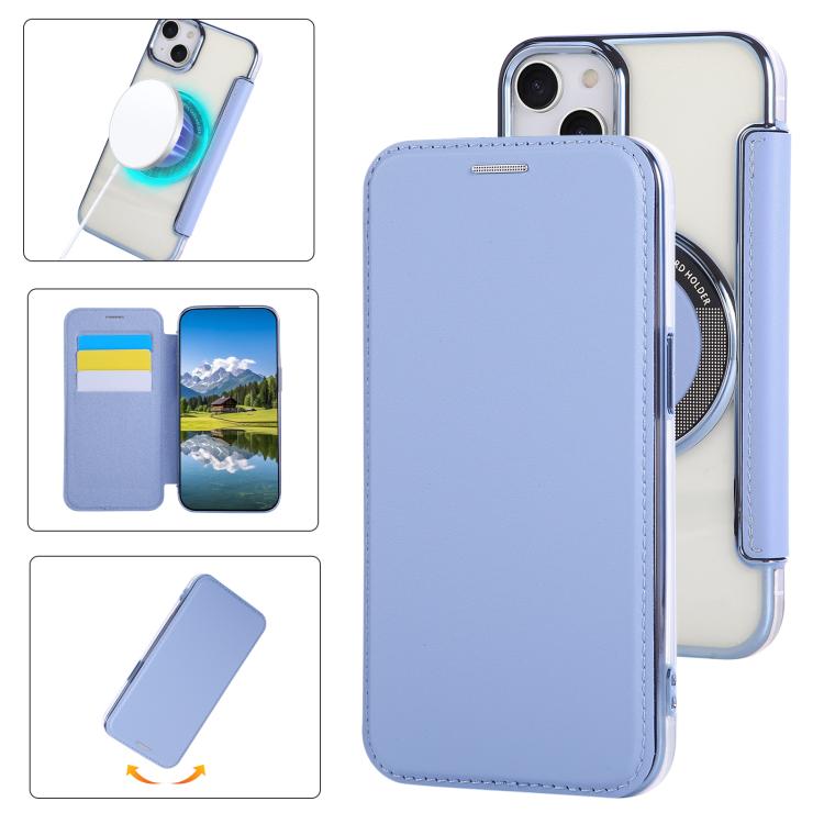 Custodia per telefono ultra sottile in ecopelle con placcatura magnetica, For iPhone 15 Pro Max, For iPhone 15 Pro, For iPhone 15 Plus / 14 Plus