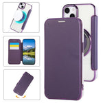 Custodia per telefono ultra sottile in ecopelle con placcatura magnetica, For iPhone 15 Pro Max, For iPhone 15 Pro, For iPhone 15 Plus / 14 Plus