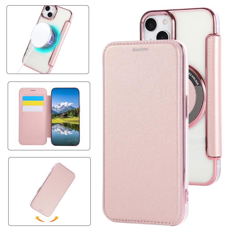 Custodia per telefono ultra sottile in ecopelle con placcatura magnetica, For iPhone 15, For iPhone 14 / 13, For iPhone 14 Pro