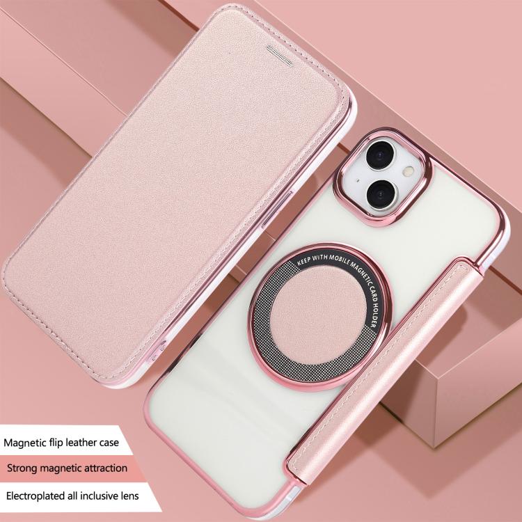 Custodia per telefono ultra sottile in ecopelle con placcatura magnetica, For iPhone 15, For iPhone 14 / 13, For iPhone 14 Pro