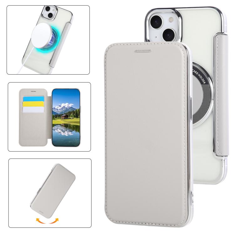 Custodia per telefono ultra sottile in ecopelle con placcatura magnetica, For iPhone 15, For iPhone 14 / 13, For iPhone 14 Pro