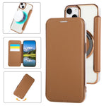 Custodia per telefono ultra sottile in ecopelle con placcatura magnetica, For iPhone 15, For iPhone 14 / 13, For iPhone 14 Pro