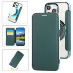 Custodia per telefono ultra sottile in ecopelle con placcatura magnetica, For iPhone 15, For iPhone 14 / 13, For iPhone 14 Pro