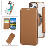 Custodia per telefono ultra sottile in ecopelle con placcatura magnetica, For iPhone 15, For iPhone 14 / 13, For iPhone 14 Pro