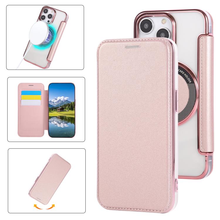 Custodia per telefono ultra sottile in ecopelle con placcatura magnetica, For iPhone 14 Pro Max, For iPhone 13 Pro Max, For iPhone 13 Pro